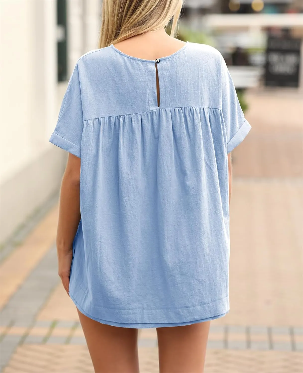 Tankaneo Womens Summer Babydoll Tops Casual Loose Fit Peplum Oversized Tunic Shirts