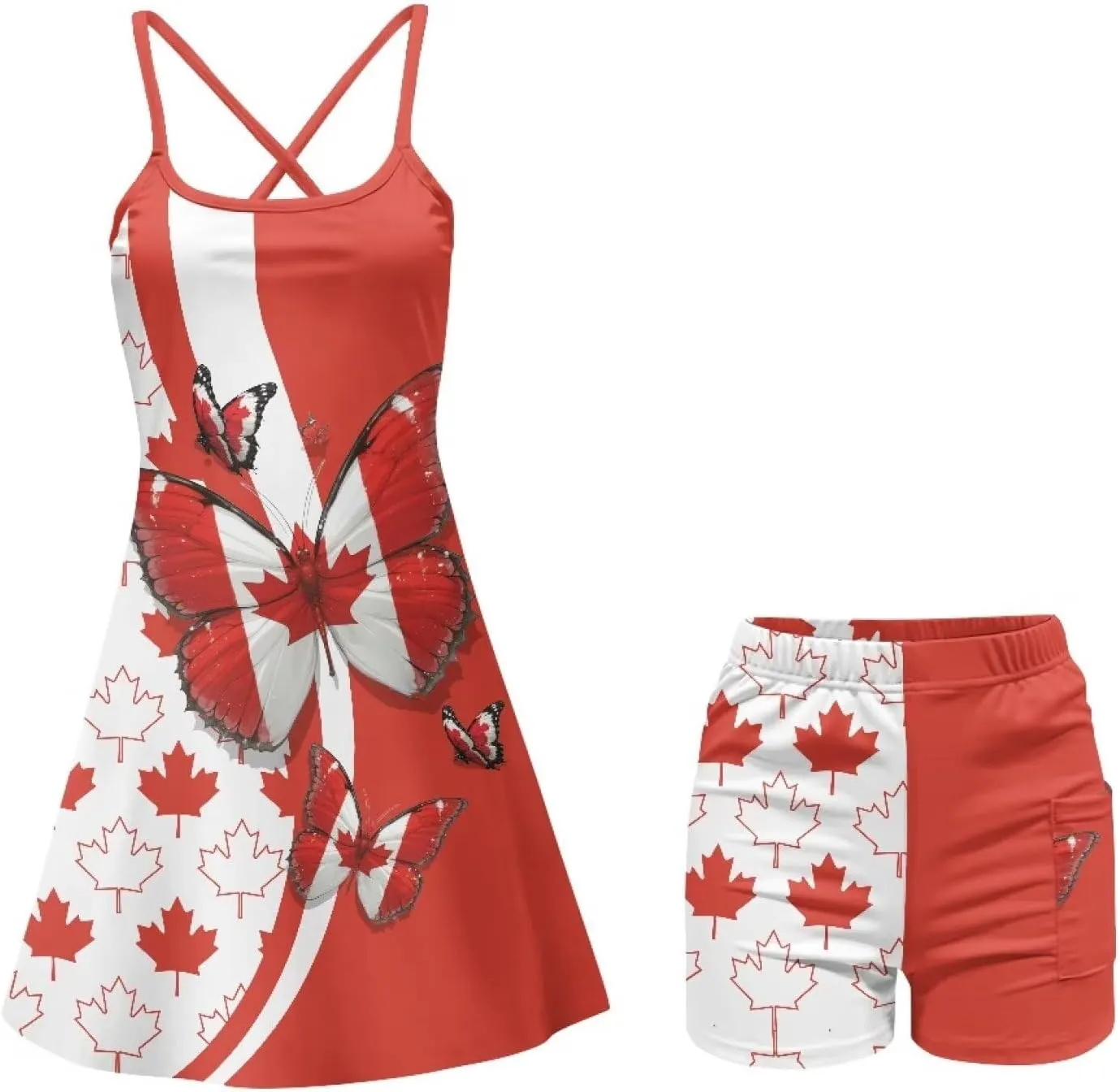 Tennis Dress Golf Athletic Dress for Women with Built in Shorts Workout UPF50  A-line Waist Slimming Dresses