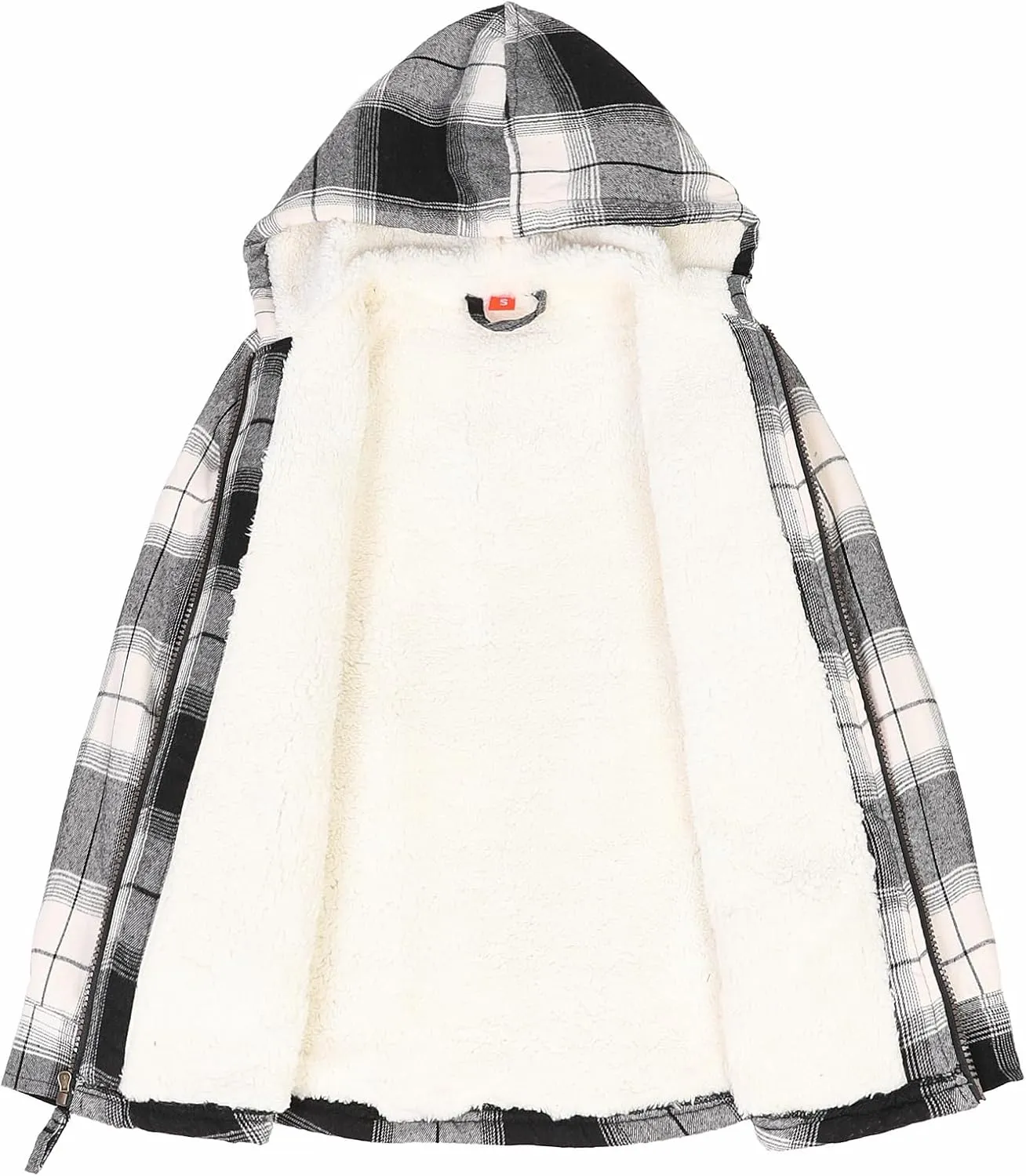 ThCreasa Girls Plaid Flannel Jacket Sherpa Fleece Lined Zip Up Winter Shirts with Hood