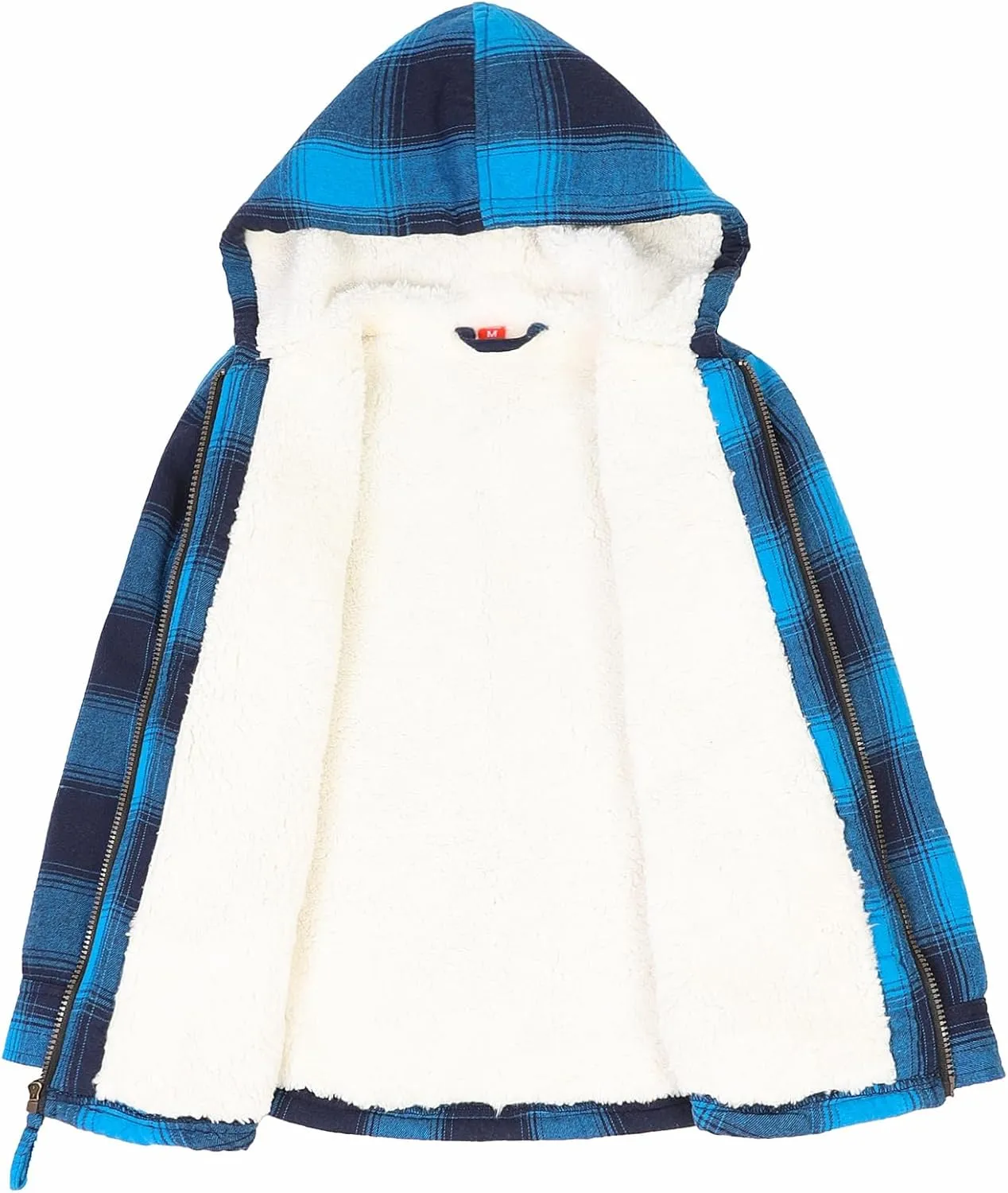 ThCreasa Girls Plaid Flannel Jacket Sherpa Fleece Lined Zip Up Winter Shirts with Hood