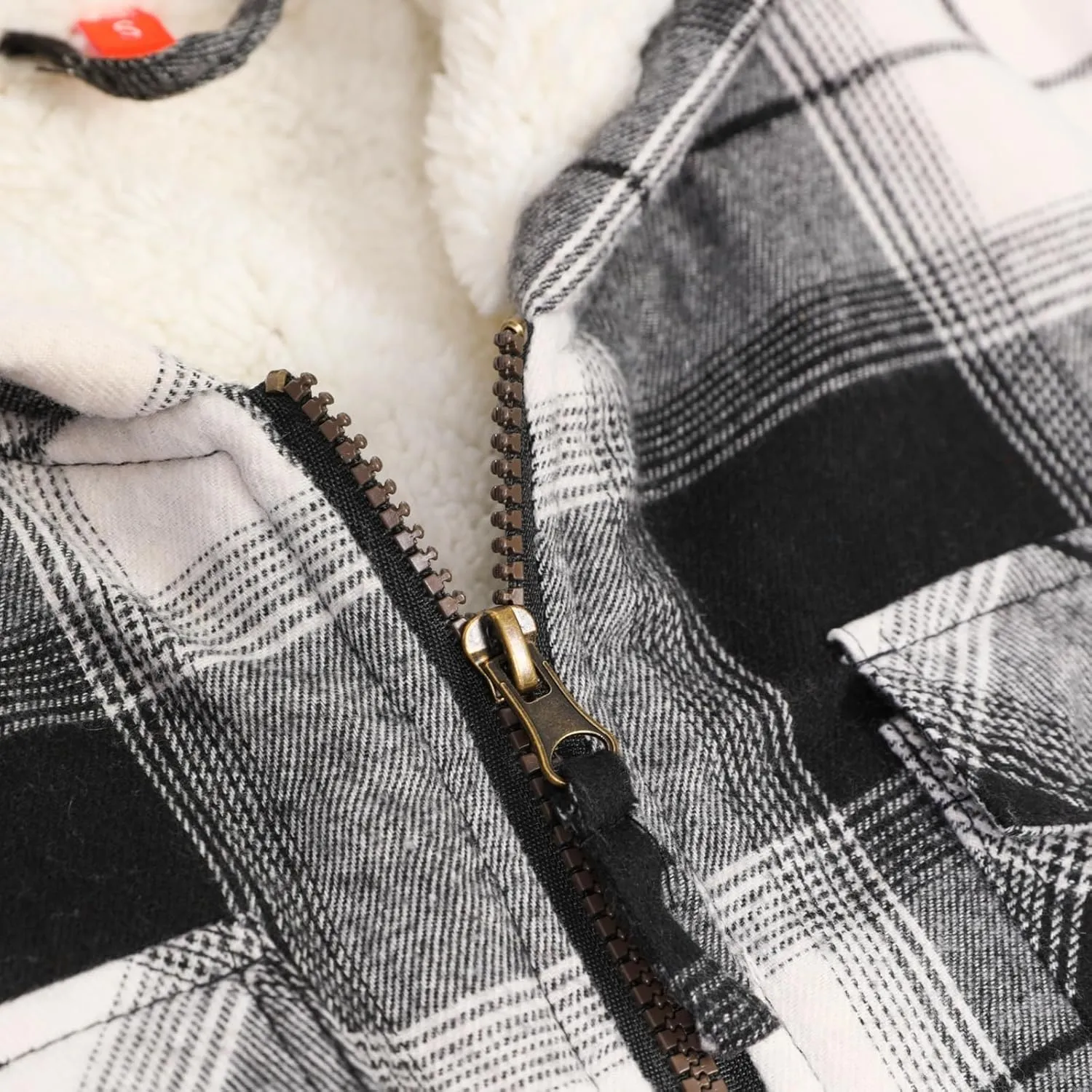 ThCreasa Girls Plaid Flannel Jacket Sherpa Fleece Lined Zip Up Winter Shirts with Hood