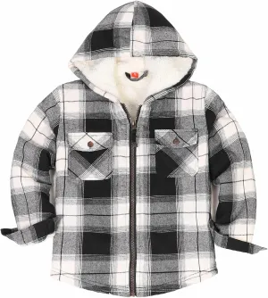 ThCreasa Girls Plaid Flannel Jacket Sherpa Fleece Lined Zip Up Winter Shirts with Hood