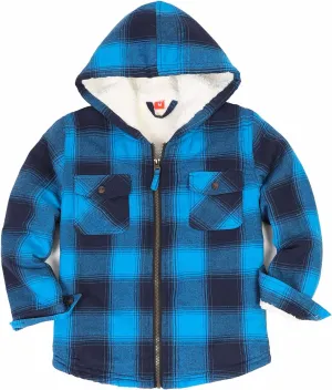 ThCreasa Girls Plaid Flannel Jacket Sherpa Fleece Lined Zip Up Winter Shirts with Hood