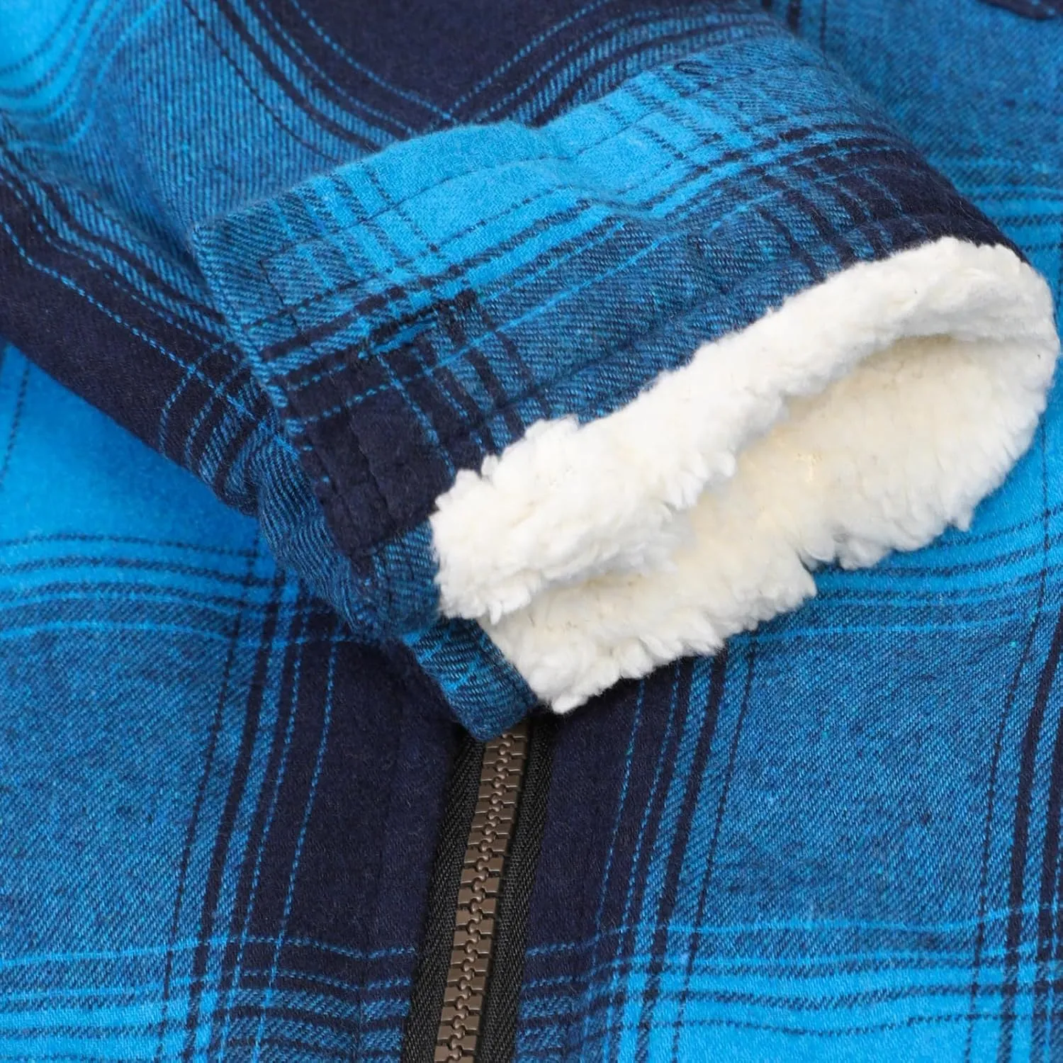 ThCreasa Girls Plaid Flannel Jacket Sherpa Fleece Lined Zip Up Winter Shirts with Hood