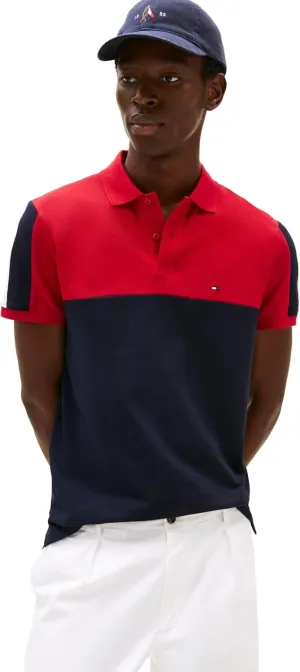Tommy Hilfiger Men's Short Sleeve Casual Polo Shirts in Regular Fit with Stretch and Colorblock Designs