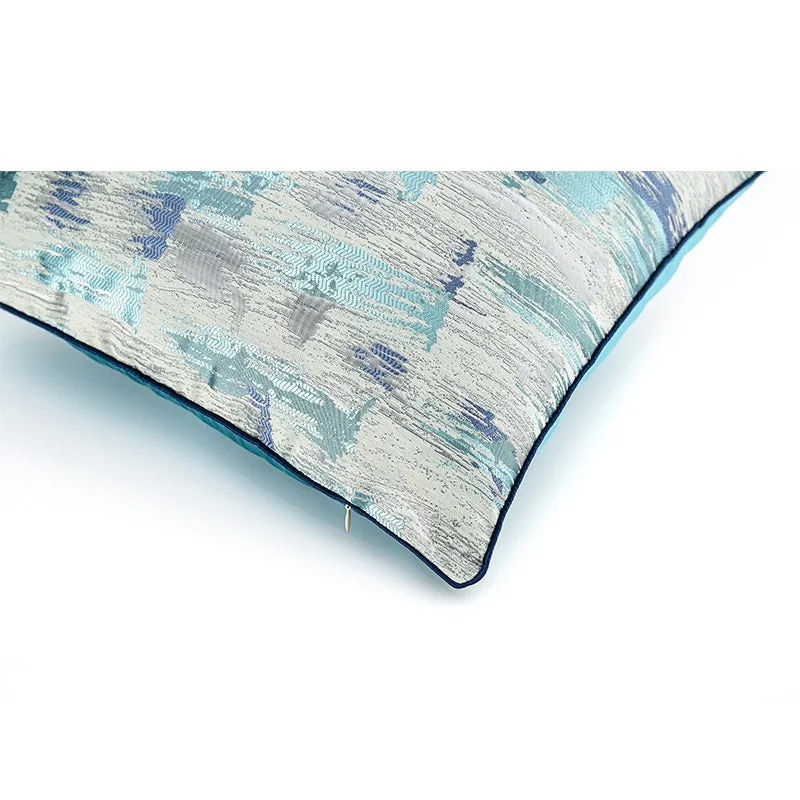 Turquoise and Blue Abstract Throw Cushion