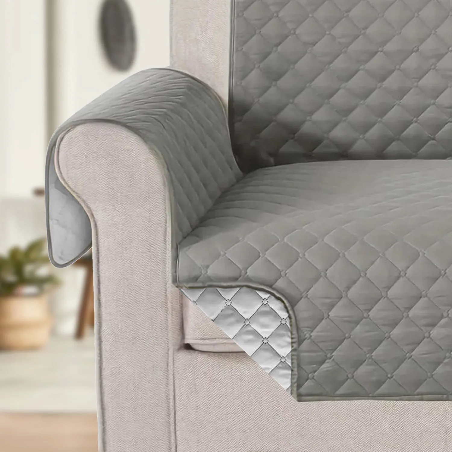 Ultimate Sofa Protector 2 Seater: Water Resistant Sofa Couch Cover for Ultimate Comfort |  Furniture Protector for Pets Kids - Silver