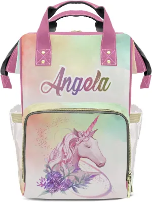 Unicorn Colourful Diaper Bags Custom Mummy Backpack with Name Tote Bag Backpacks Presents