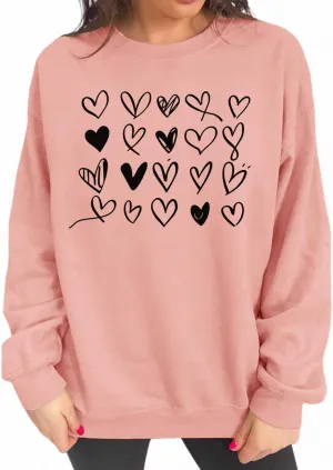 Valentines Sweatshirt Women Cute Love Heart Graphic Long Sleeve Shirts Casual Crewneck Pullover Tops