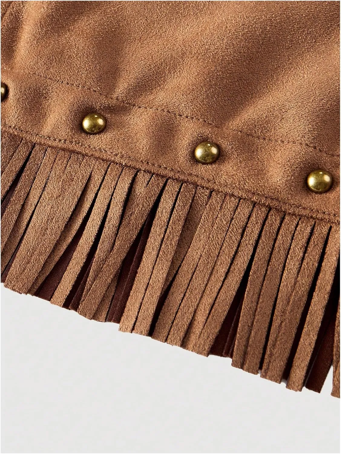 WDIRARA Women's Faux Suede Fringe Skirt High Waisted Tassel Western Mini Skirts