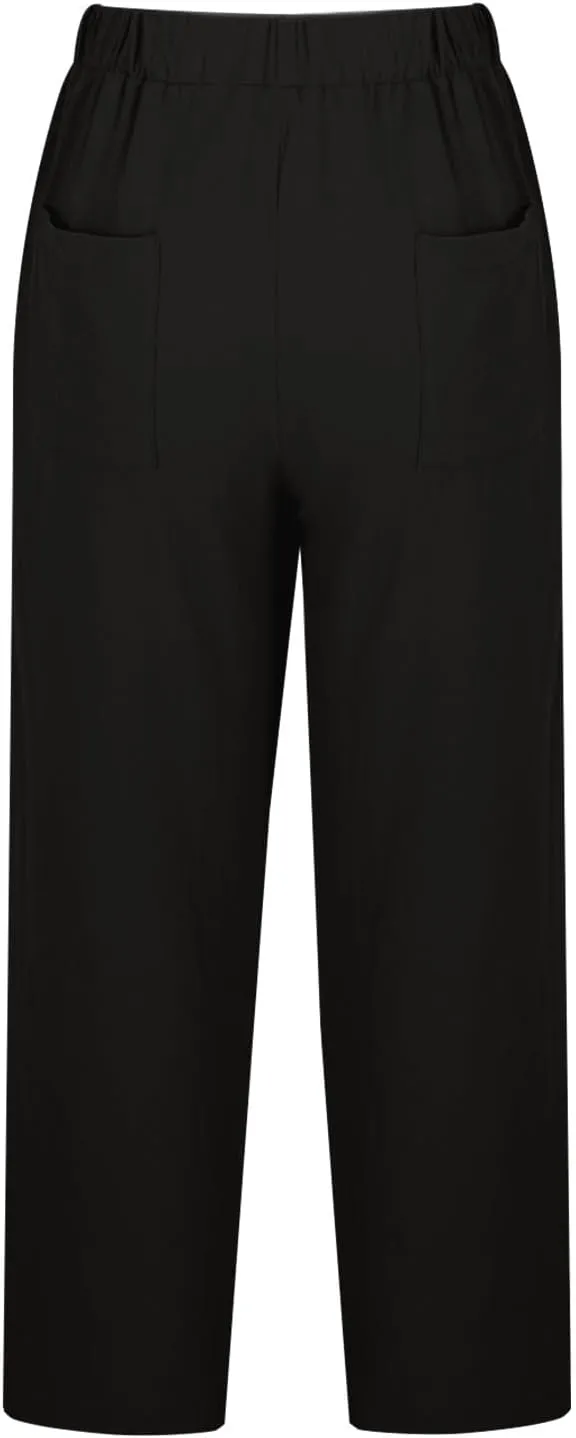 Wide Leg Baggy Pants for Women Summer Drawstring Cotton Linen Pants Beach Lounge Trousers with Pockets