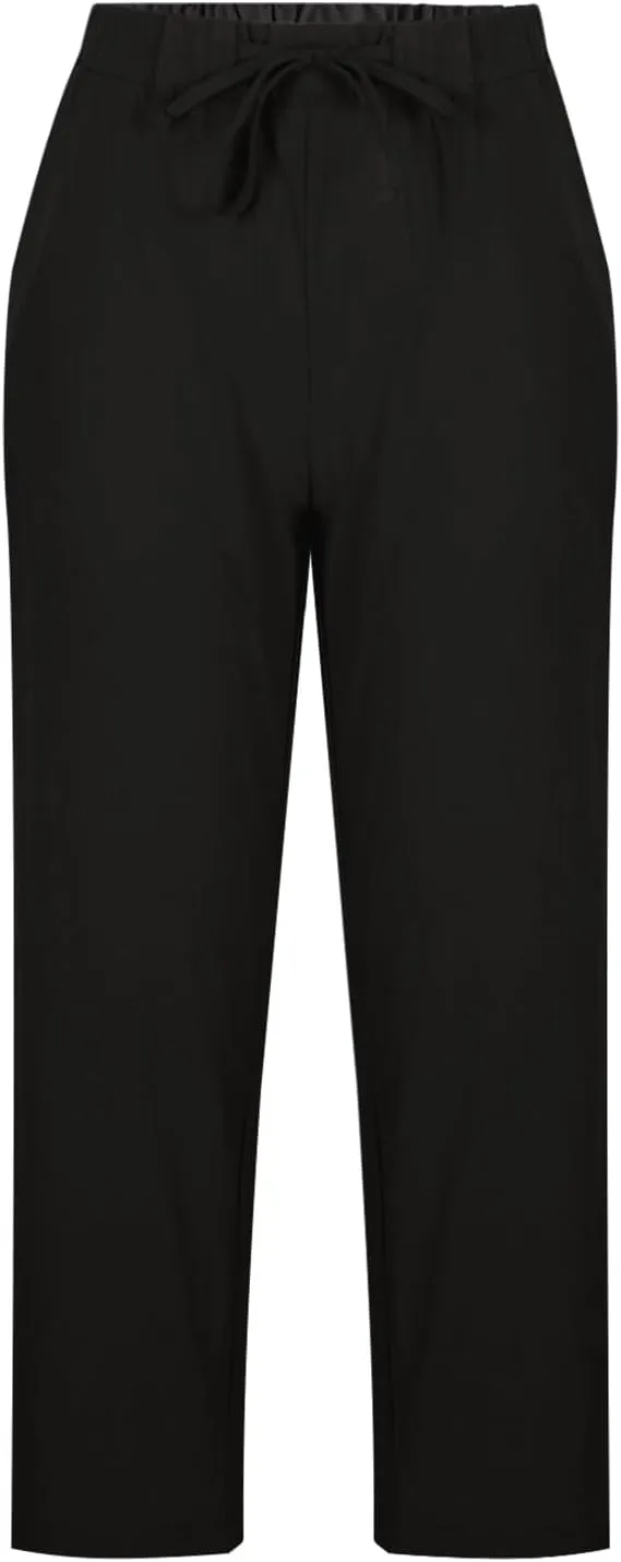 Wide Leg Baggy Pants for Women Summer Drawstring Cotton Linen Pants Beach Lounge Trousers with Pockets