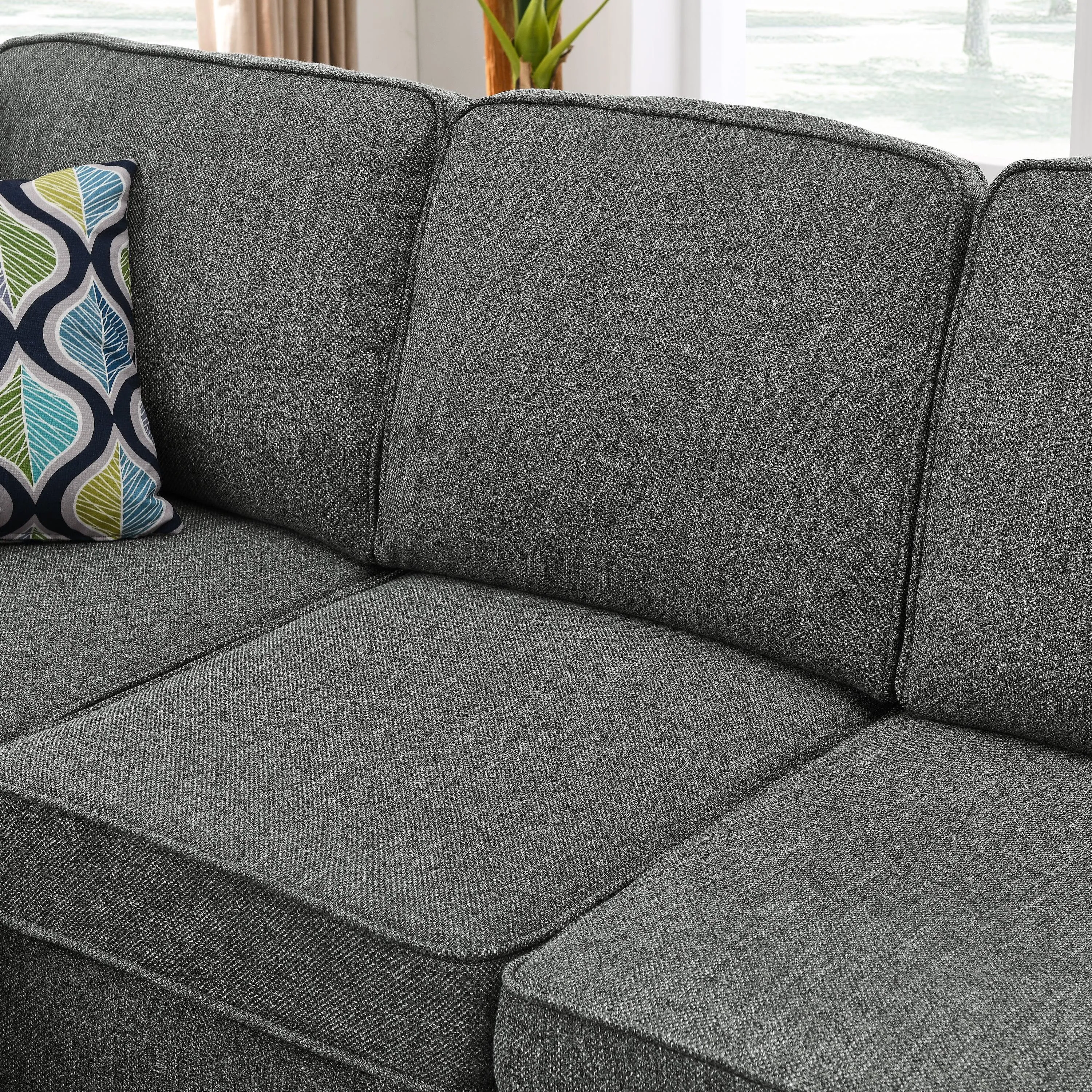 WIIS' IDEA Shelter L-Shaped Sectional Sofa With Reversible Chaise - Dark Grey