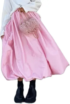 Women Fashion Balloon Skirt Y2k Loose Long Bubble Skirt Vintage Elegant High Waist Puffy Maxi Skirt Streetwear