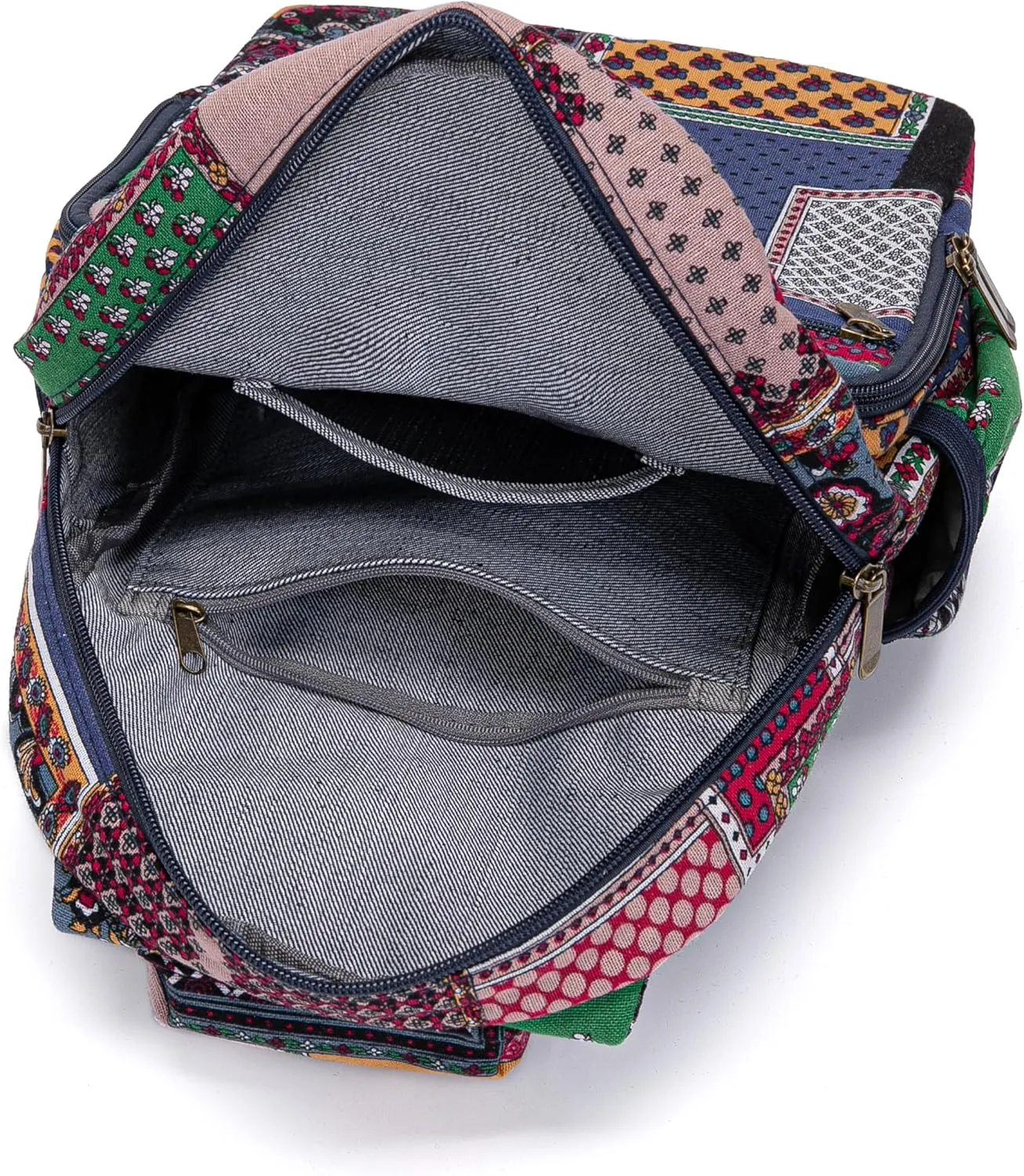Women sling bag Elephant canvas large boho backpacks bohemian Crossbody Bag (blue)