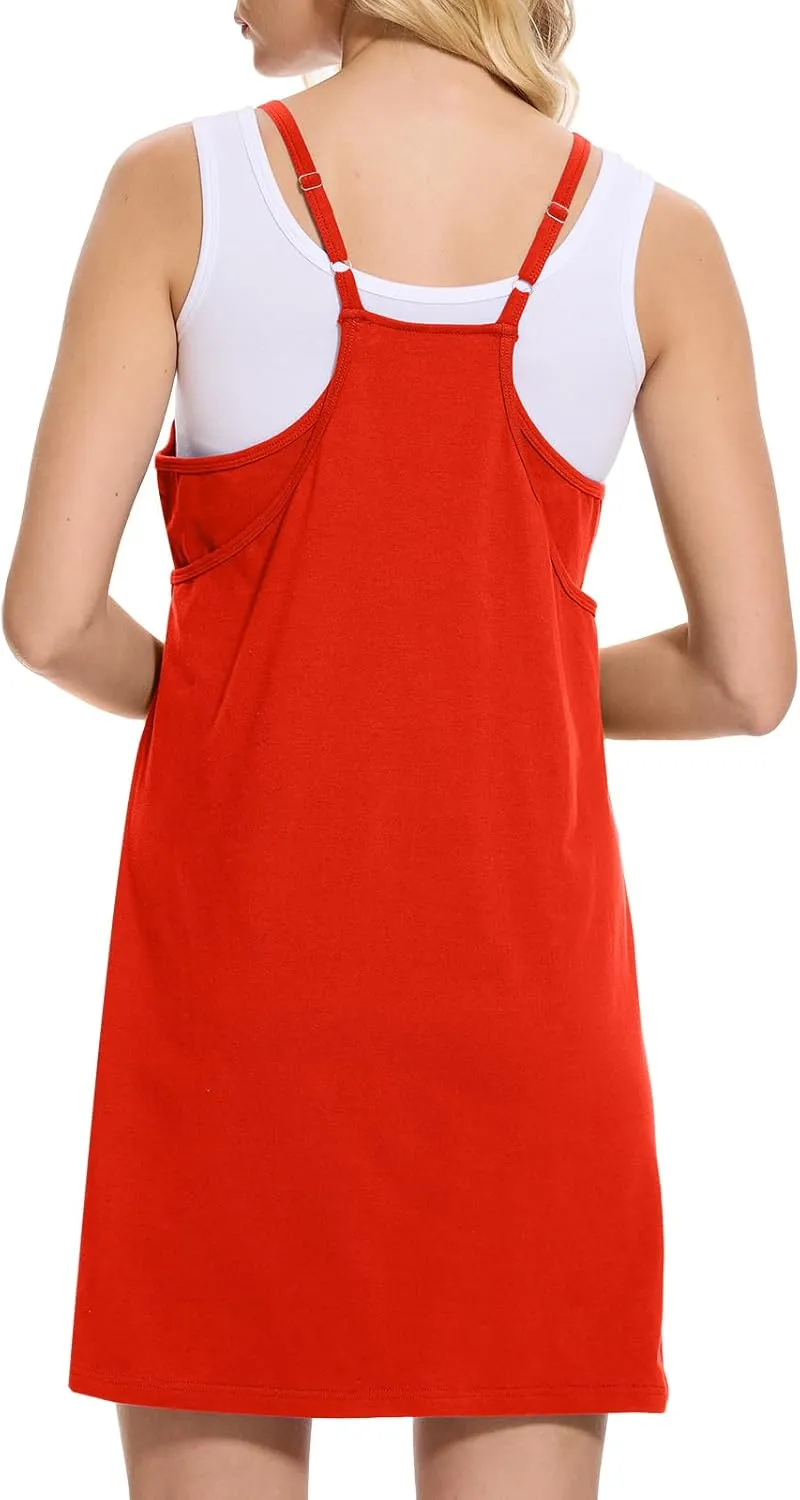 Women Tennis Workout Romper Mini Dress Summer Sleeveless Spaghetti Strap Athletic Sports Dress with Shorts