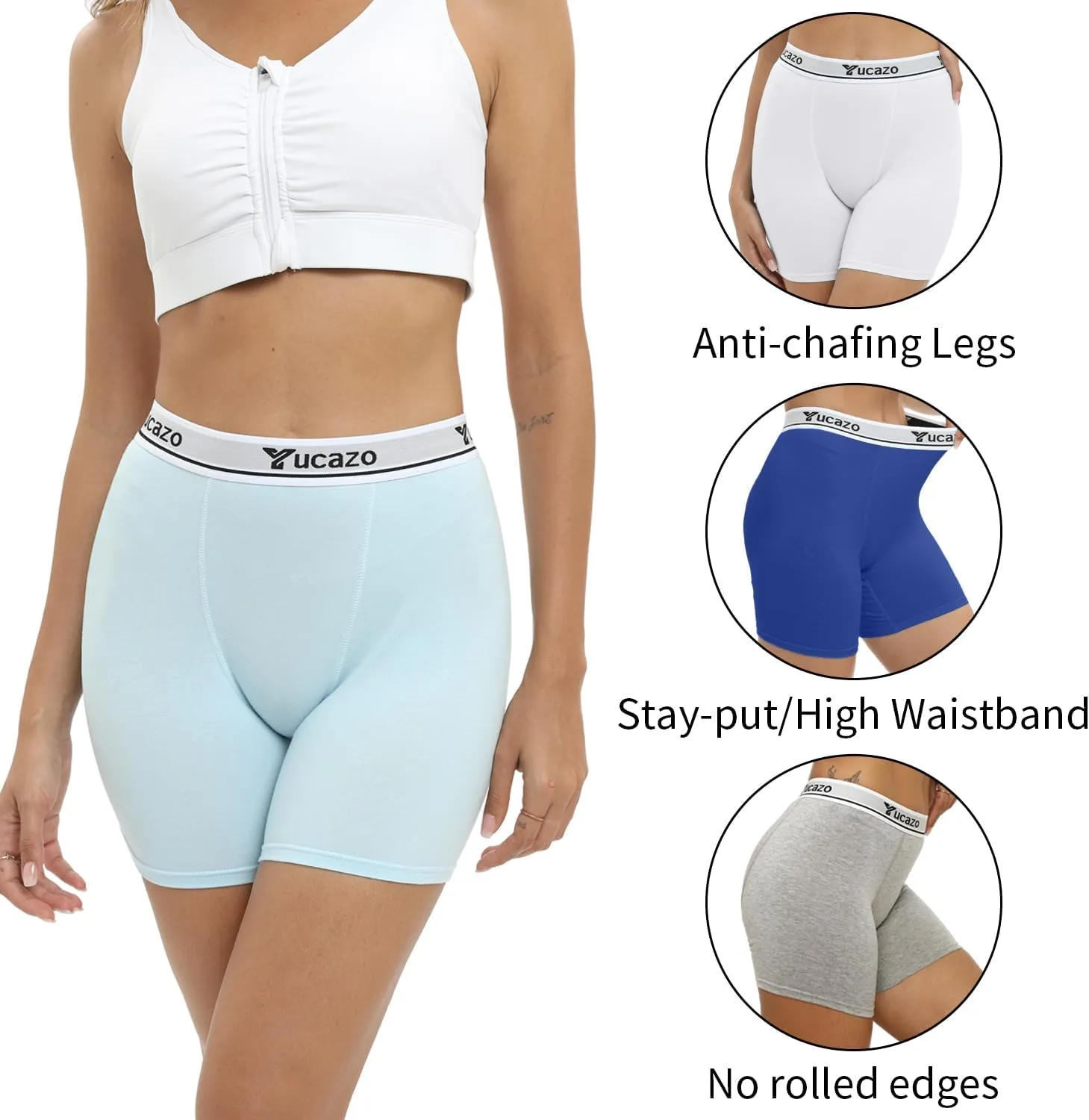 Women's Anti Chafing Slip shorts Cotton Boxer Briefs Boyshorts Underwear 5.5" Inseam 5 Pack