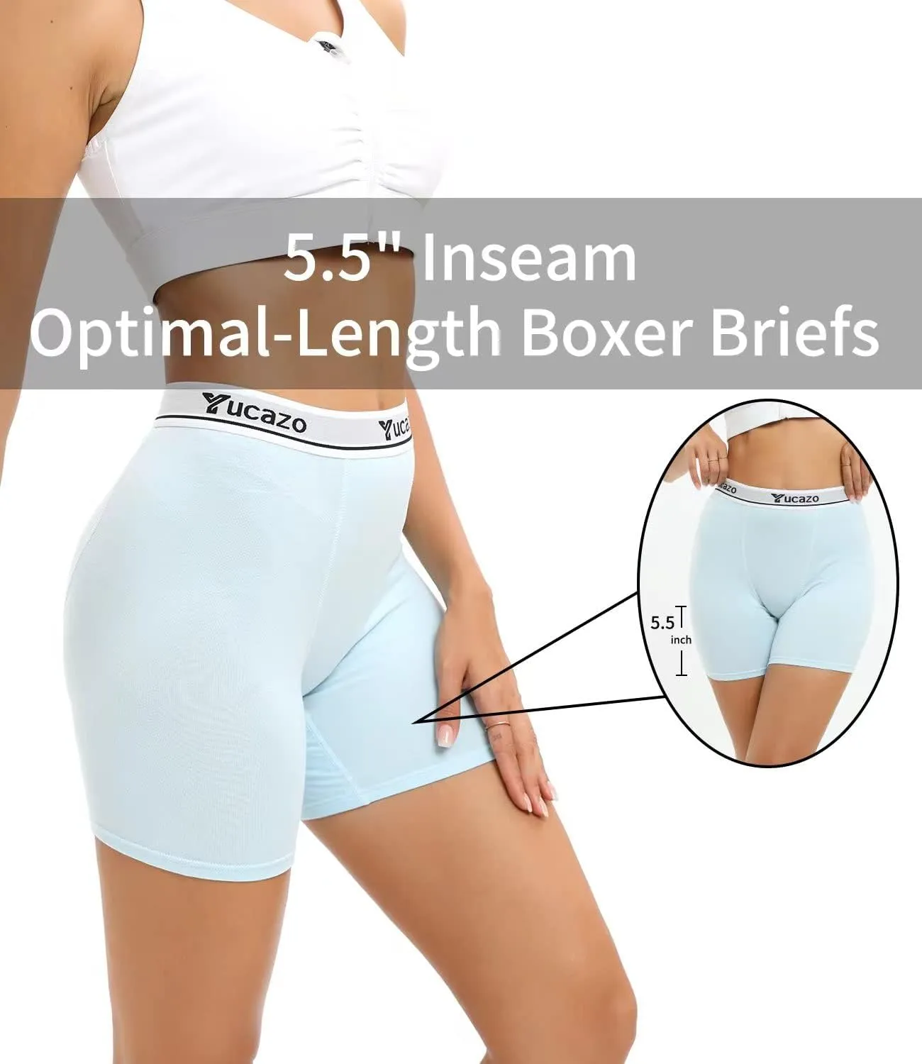 Women's Anti Chafing Slip shorts Cotton Boxer Briefs Boyshorts Underwear 5.5" Inseam 5 Pack
