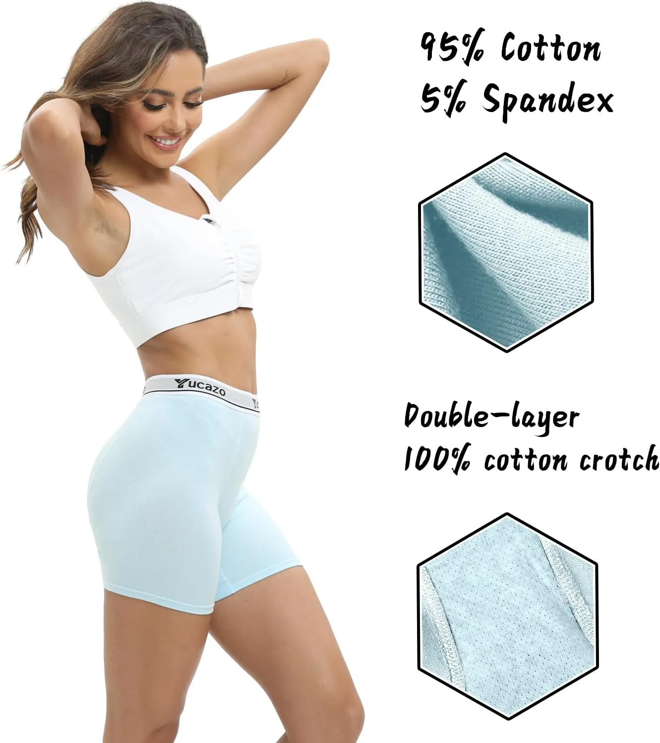 Women's Anti Chafing Slip shorts Cotton Boxer Briefs Boyshorts Underwear 5.5" Inseam 5 Pack