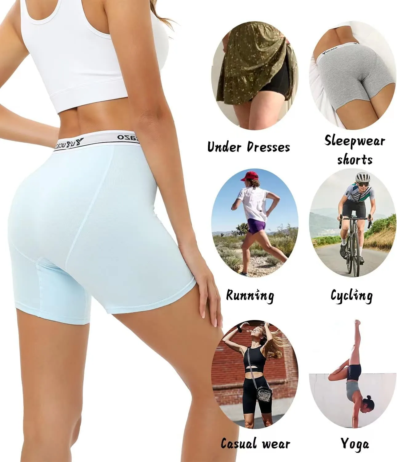 Women's Anti Chafing Slip shorts Cotton Boxer Briefs Boyshorts Underwear 5.5" Inseam 5 Pack