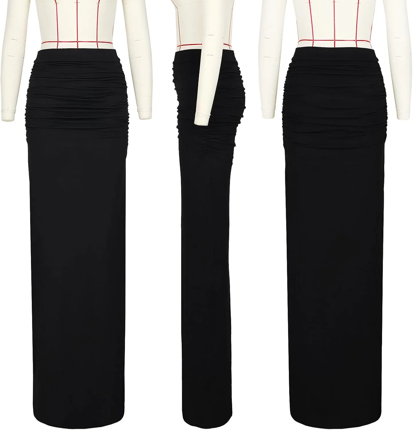 Women's Casual Maxi Skirt Summer Pleated Low Waisted Swing Lounge Skirt Ankle Length Maxi Long