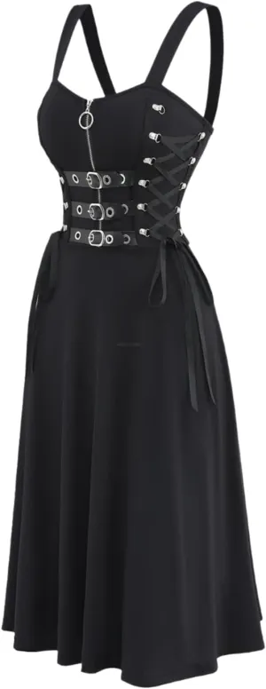Womens Dresses Retro Backless Sleeveless Wrap Gothic Vintage 50S Spaghtti Strap Swing Cocktail Party Maxi Dress