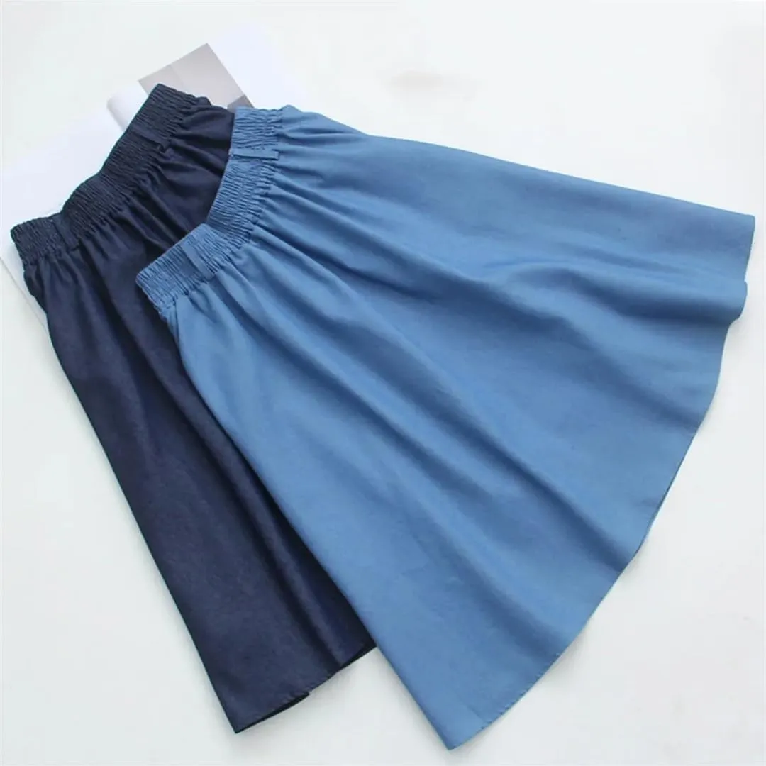 WomenS Elastic High Waisted Denim Skirt Summer Midi Length A-Line Skirts