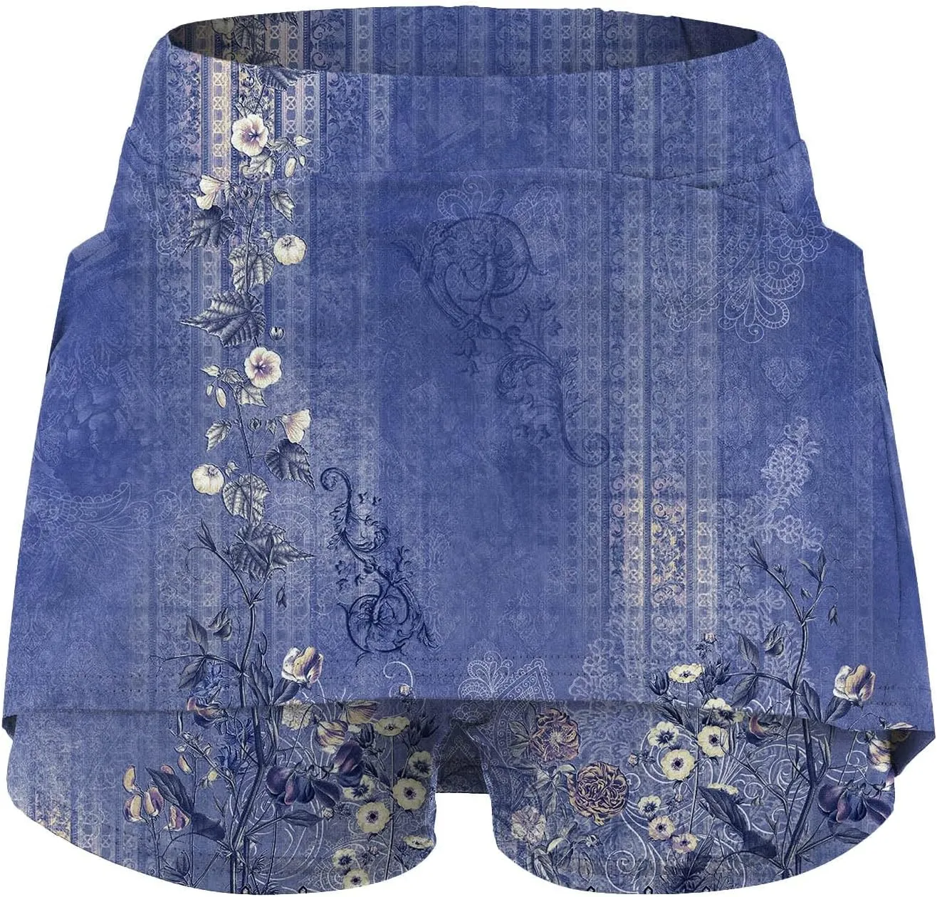 Womens Floral Tennis Skorts Cute Boho Beach Skirts High Waisted Athletic Skort with Pockets Summer Casual Hawaii Mini Skirts