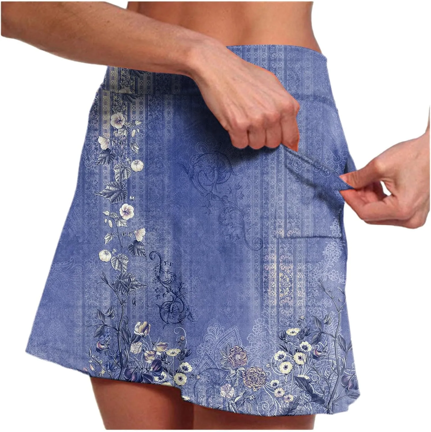 Womens Floral Tennis Skorts Cute Boho Beach Skirts High Waisted Athletic Skort with Pockets Summer Casual Hawaii Mini Skirts