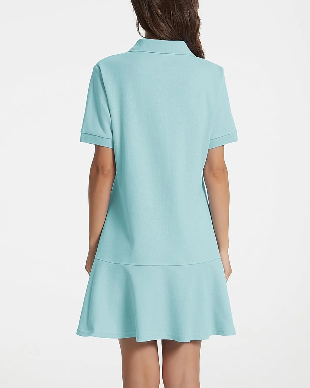 Women's Polo Dress Short Sleeve Ruffle Hem Golf Tennis Summer Mini Dresses