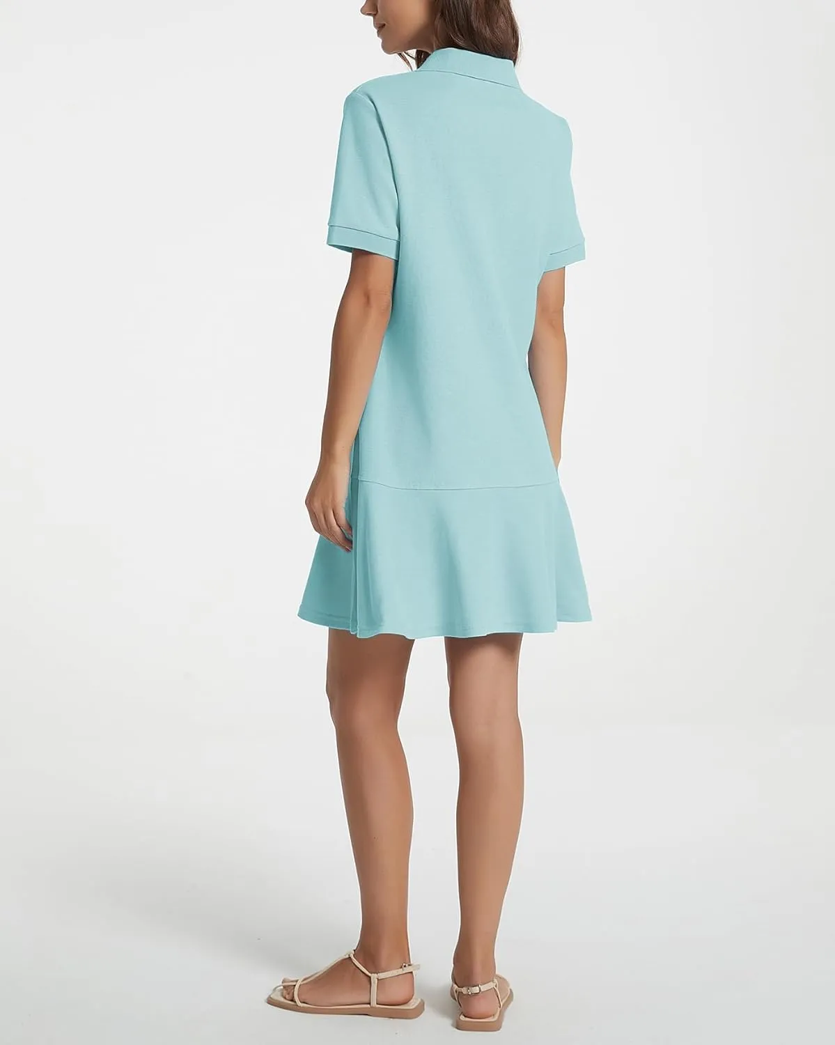 Women's Polo Dress Short Sleeve Ruffle Hem Golf Tennis Summer Mini Dresses