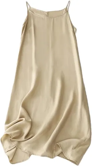 Womens Solid Color Cotton Linen Slip Dress Casual Undershirt Long Dress Spaghetti Strap Dresses