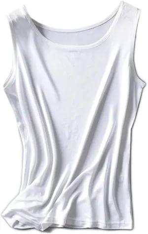 Womens Tank Top Silk Under Shirts Crewneck Basic Undershirts Sleeveless Shirt Loose Fit