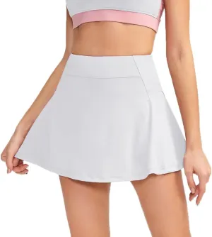 Women's Yoga Active Skort Athletic Stretchy Pleated Tennis Mini Skirt for Running Golf Workout with Pockets
