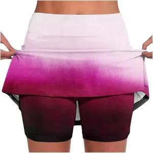 Workout Shorts Women Summer Pleated Tennis Skirts Athletic Stretchy Short Dressy Yoga Fake Two Piece Outfits