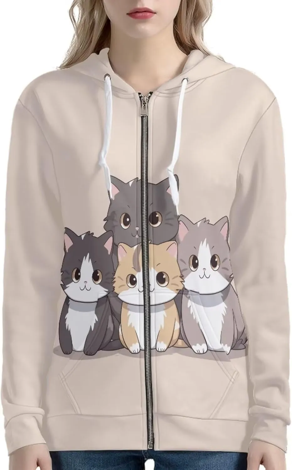 Xhuibop Zip Up Hoodie for Women Long Sleeve Shirts Plus Size Sweatshirts