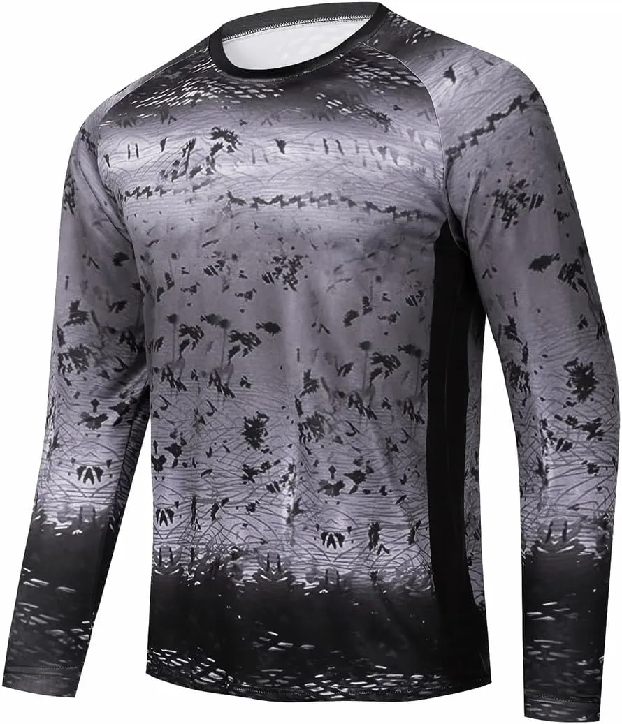 YIBIMOTTO Summer Fishing Shirts Long Sleeve Running Hiking Shirt Quick Dry Sun Protection Tops for Men Lightweight