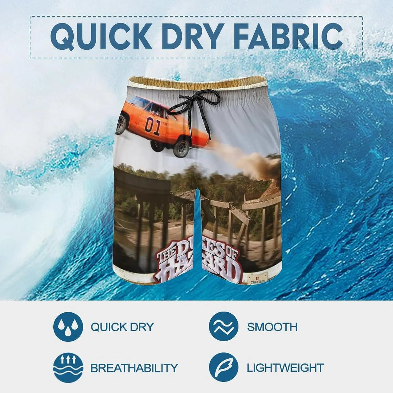Young Dad Sports Swim Trunks for Hazzard Dukes Beach Pants,Swimming Beach Shorts Mesh Lining Bathing Suits