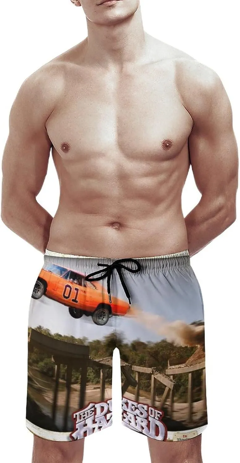 Young Dad Sports Swim Trunks for Hazzard Dukes Beach Pants,Swimming Beach Shorts Mesh Lining Bathing Suits