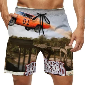 Young Dad Sports Swim Trunks for Hazzard Dukes Beach Pants,Swimming Beach Shorts Mesh Lining Bathing Suits