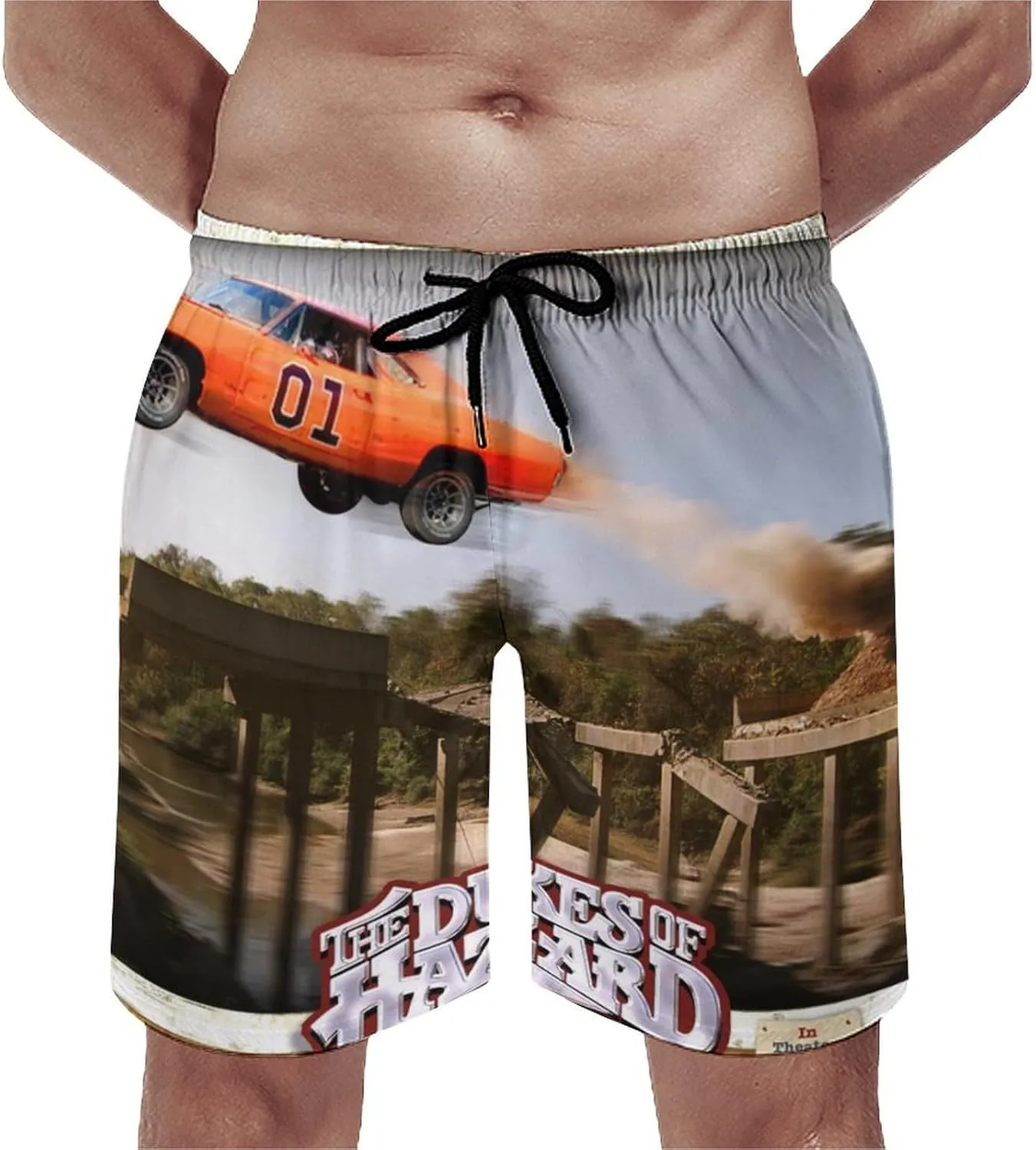 Young Dad Sports Swim Trunks for Hazzard Dukes Beach Pants,Swimming Beach Shorts Mesh Lining Bathing Suits