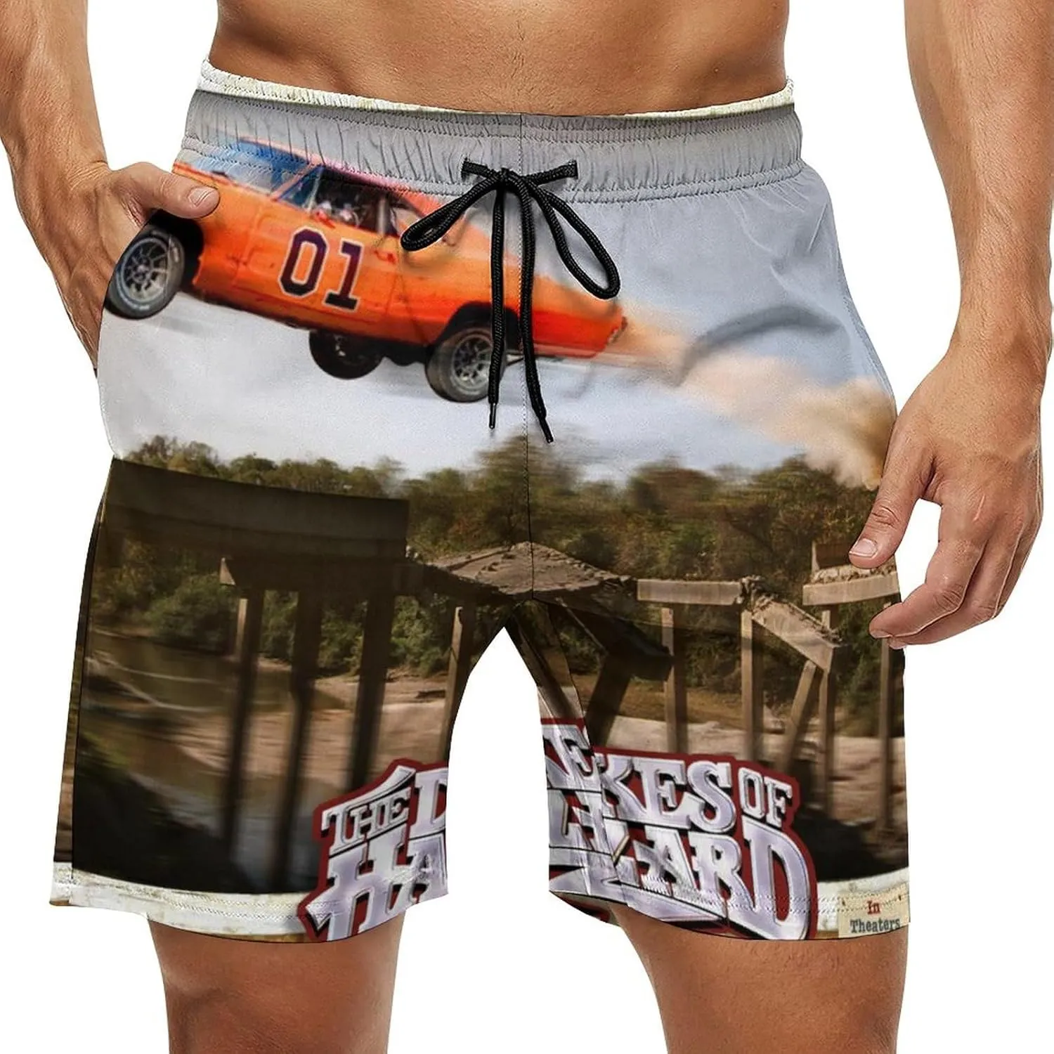 Young Dad Sports Swim Trunks for Hazzard Dukes Beach Pants,Swimming Beach Shorts Mesh Lining Bathing Suits