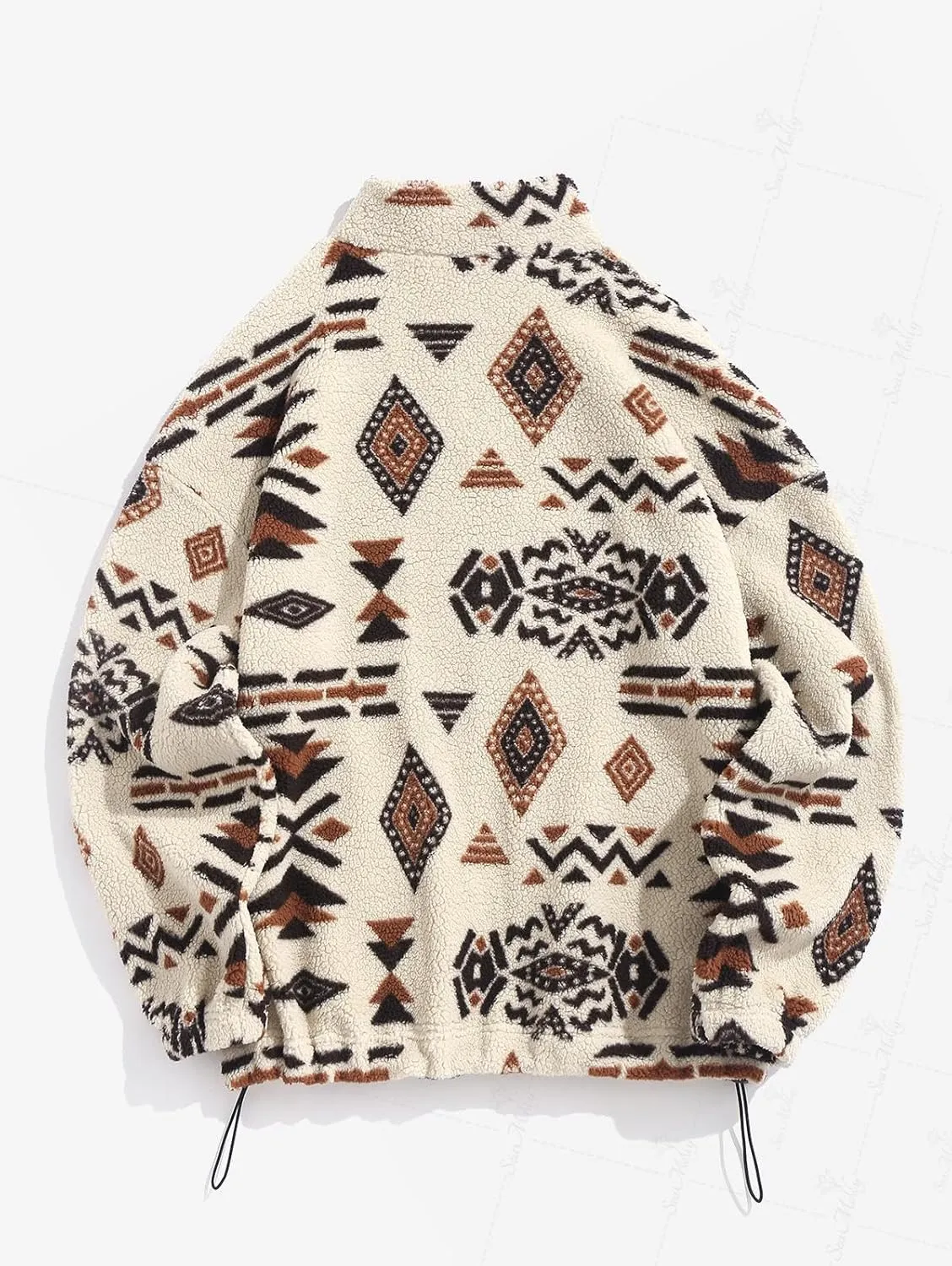 ZAFUL Women's Fashion Long Sleeve Lapel Half Zip Plain Faux Fur Sweatshirt Solid Color Crop Pullover Tops