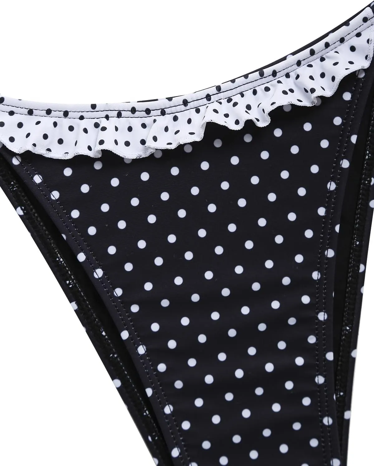 ZAFUL Women's Triangle Bikini Lace Frilled Ruffles Gingham Print Tie Side Spaghetti Strap 2 Pieces Bikini Swimsuit