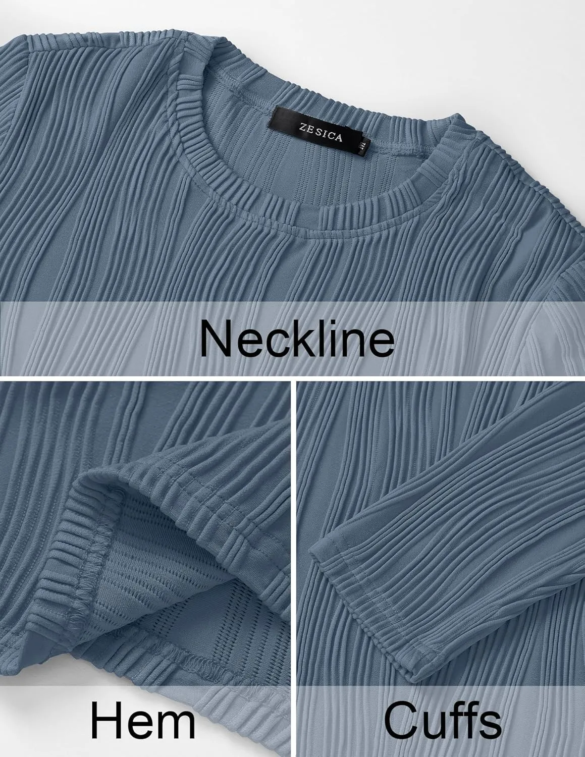 ZESICA Long Sleeve Shirts for Women Tops Fall Fashion Trendy Slim fit Textured Tshirts
