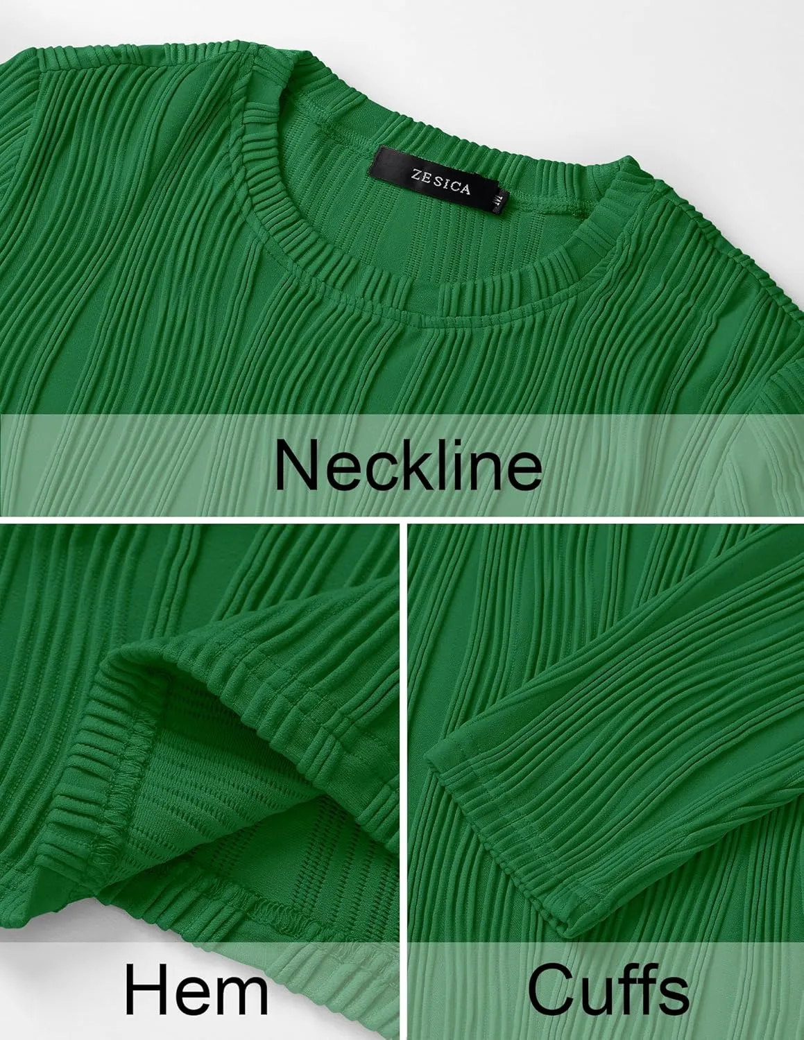 ZESICA Long Sleeve Shirts for Women Tops Fall Fashion Trendy Slim fit Textured Tshirts
