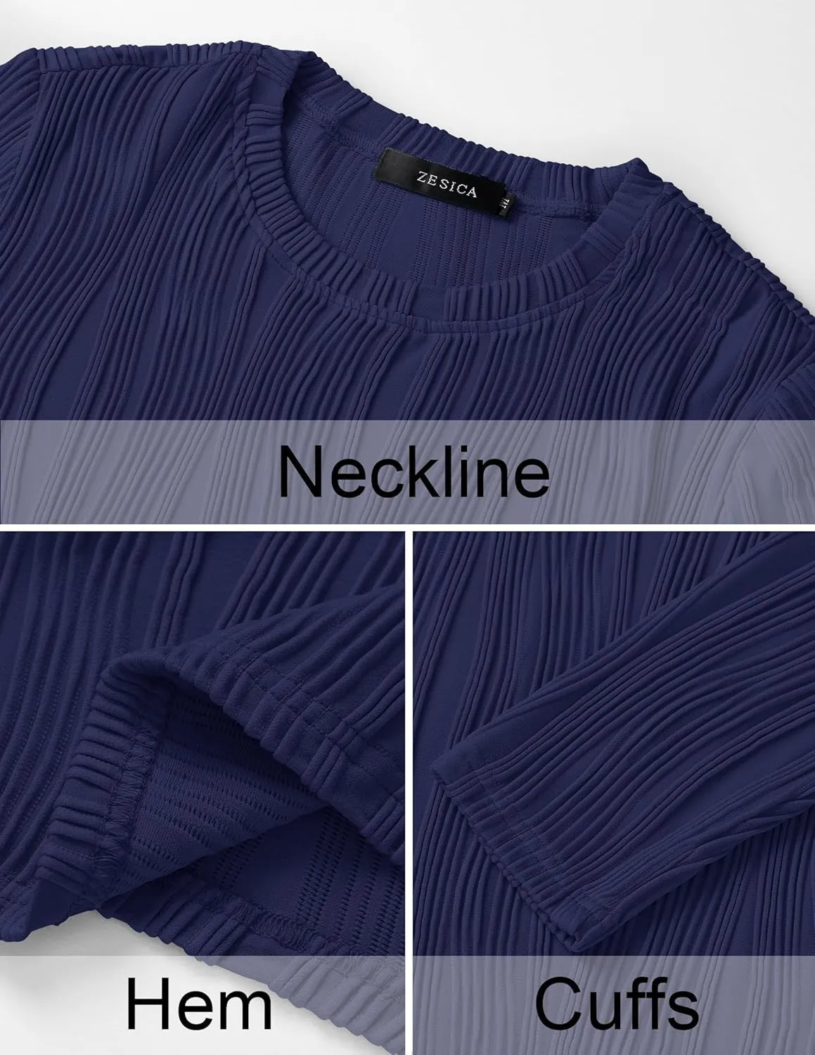 ZESICA Long Sleeve Shirts for Women Tops Fall Fashion Trendy Slim fit Textured Tshirts