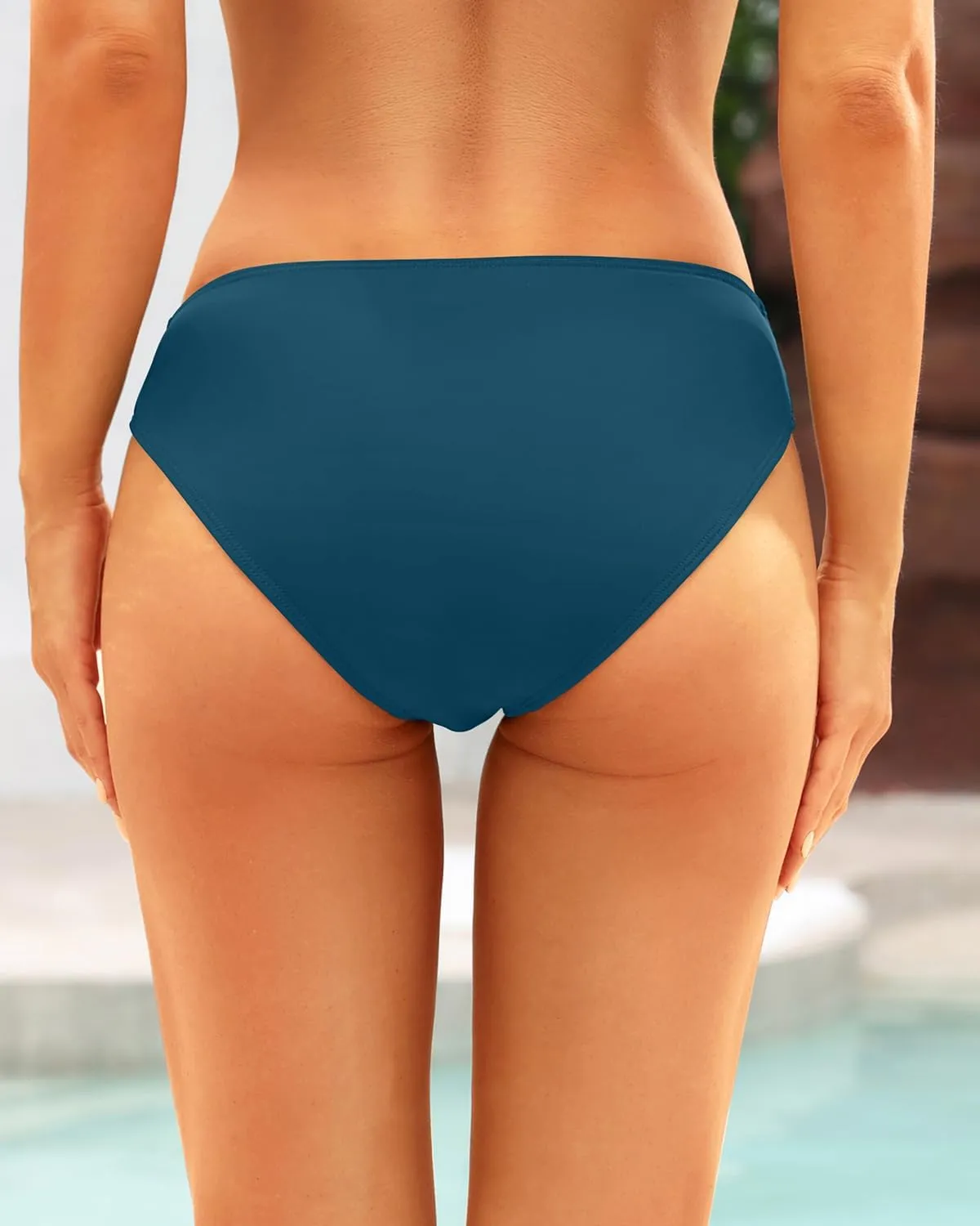 Zmart Women Strappy Bikini Bottoms Full Coverage Bathing Suit Swim Low Rise Cutout Swimsuit Bottom